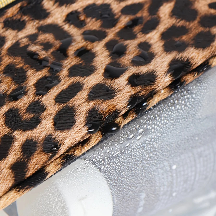 Leopard Print Clear Makeup Bag - Waterproof- with Zipper