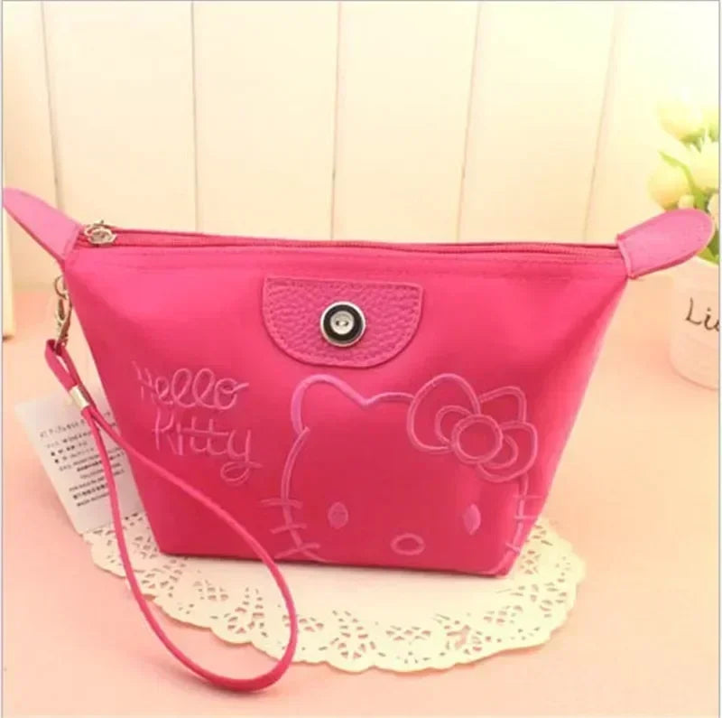 Sanrio Hello Kitty Makeup Bag Anime Y2K Girls Storage Bag Cartoon Kawaii Large Capacity Waterproof PU Handbag