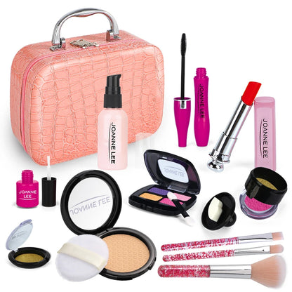 Kids Pretend Play Makeup Set Fake Make Up Kit with Cosmetic Bag for Little Girls Birthday Gift Children's Play Cosmetics Toys