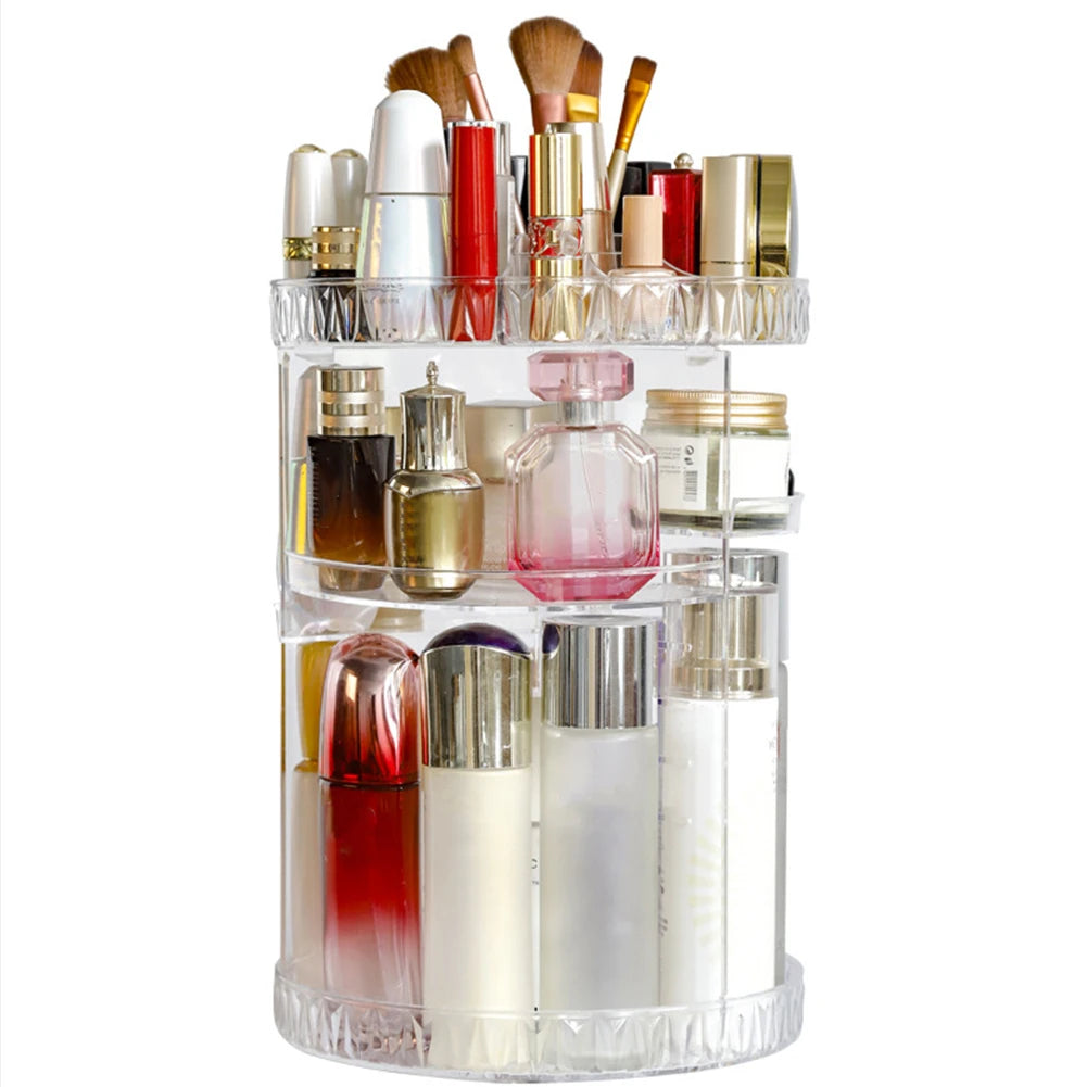 360 Degree Rotation Make Up Organizer Box Cosmetic Organizer Transparent Fashion Spin Multi-Function Cosmetics Storage Box