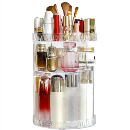 360 Degree Rotation Make Up Organizer Box Cosmetic Organizer Transparent Fashion Spin Multi-Function Cosmetics Storage Box