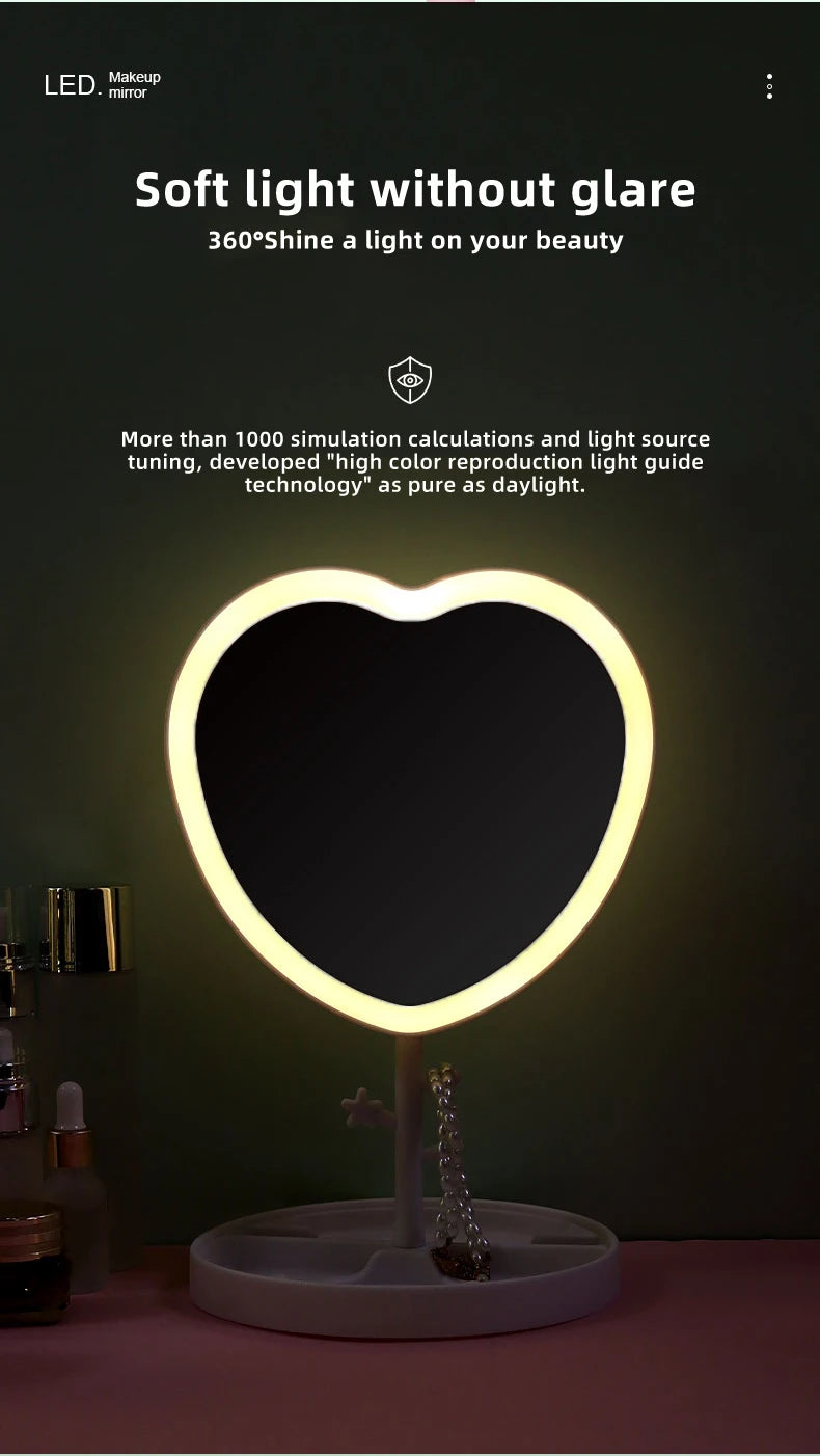 Portable LED Light Makeup Mirror Vanity Lights Compact Make Up Pocket Mirrors Vanity Cosmetic Hand Folding Led Mirror Lamp Gift