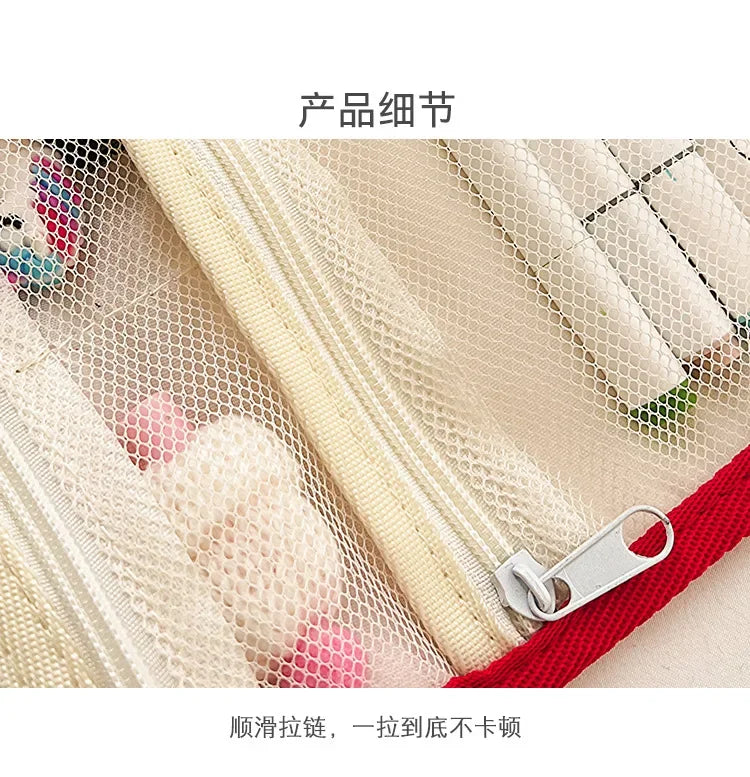 Kawaii Sanrio Large Capacity Folding Cartoon Makeup Bag Cute Travel Kitty Kuromi Portable Cosmetics Brush Storage Bag