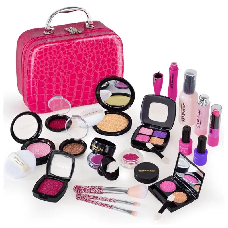 Kids Pretend Play Makeup Set Fake Make Up Kit with Cosmetic Bag for Little Girls Birthday Gift Children's Play Cosmetics Toys