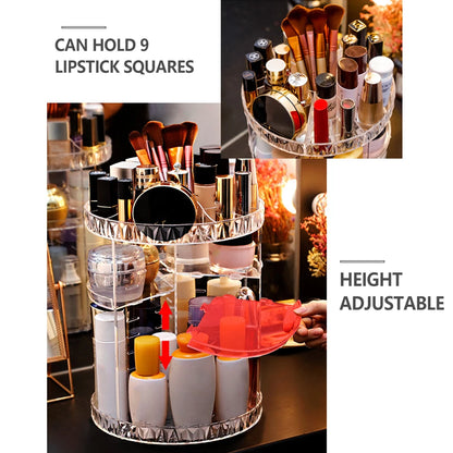 360 Degree Rotation Make Up Organizer Box Cosmetic Organizer Transparent Fashion Spin Multi-Function Cosmetics Storage Box