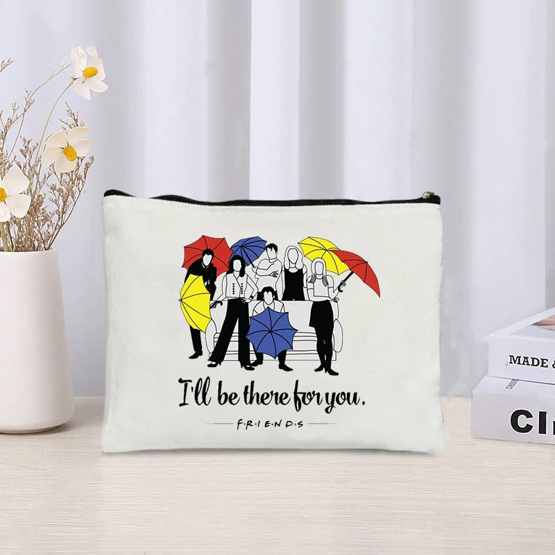 TV Show Friends Makeup Bag for Women Travel Cosmetic Organizer Kawoii Purse Eco-friendly Canvas Make up Pouch Bags Pencil Case