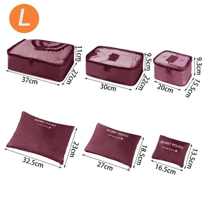 6-piece Large Size Travel Organizer Portable Suitcase Organizer Clothes Shoes Makeup Bag Luggage Organizer Travel Storage Bag