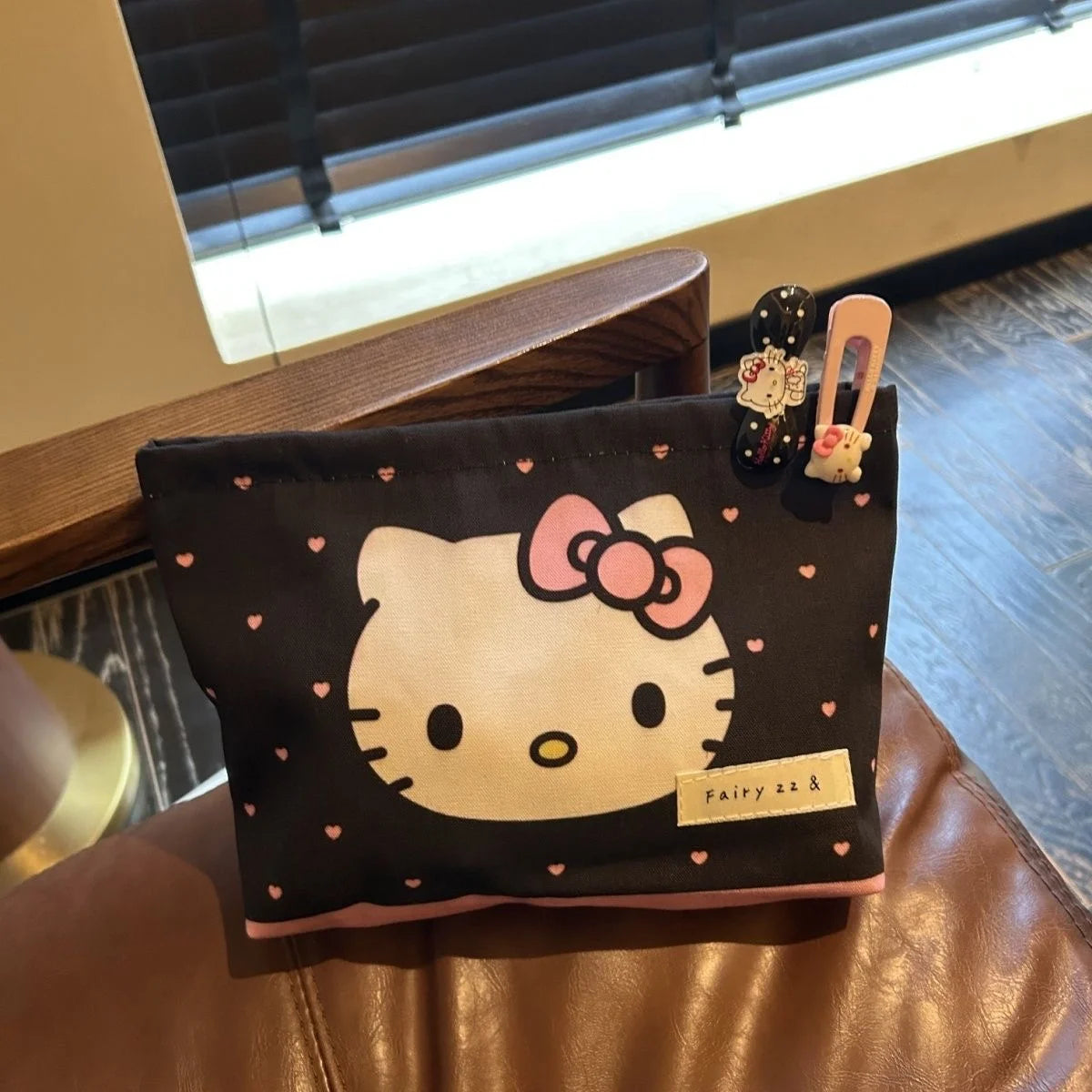 Sweetheart Hello Kitty Makeup Bag Pencil Caseharajuku Japanese Girl Polka Dot Storage Bag Wallet Tourism Storage Birthday Gift ﻿