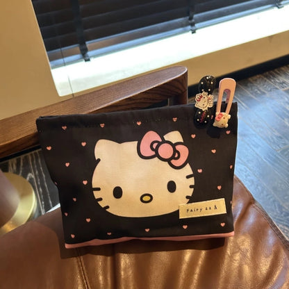 Sweetheart Hello Kitty Makeup Bag Pencil Caseharajuku Japanese Girl Polka Dot Storage Bag Wallet Tourism Storage Birthday Gift ﻿