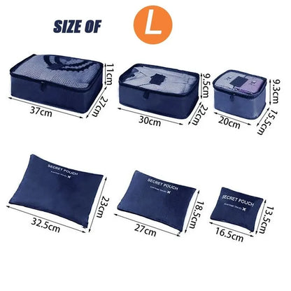 6-piece Large Size Travel Organizer Portable Suitcase Organizer Clothes Shoes Makeup Bag Luggage Organizer Travel Storage Bag