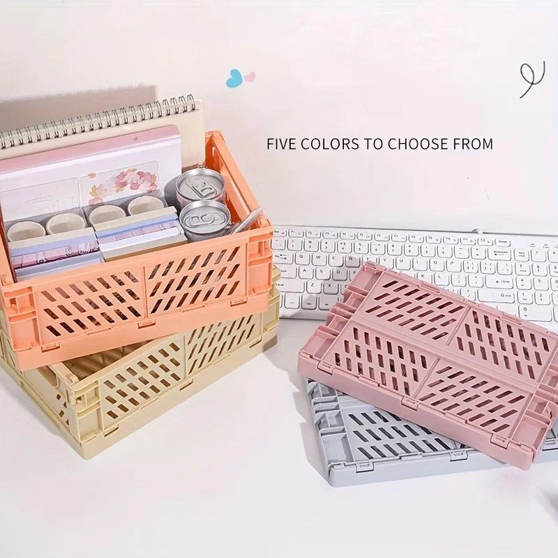 Plastic Foldable Storage Crate Folding Box Basket Stackable Cute Makeup Jewellery Toys Boxes for Storage Box Organizer Portable