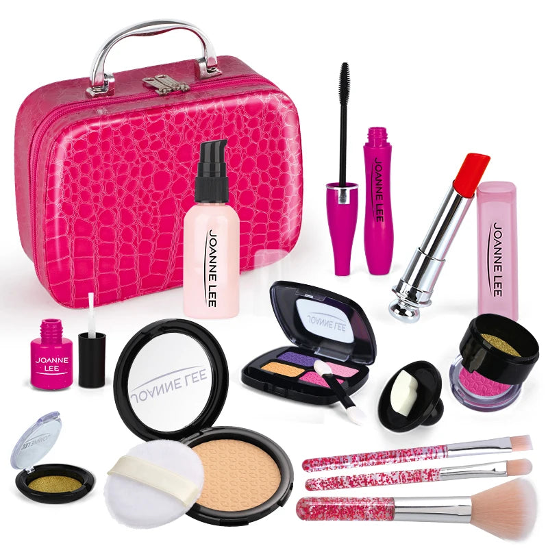 Kids Pretend Play Makeup Set Fake Make Up Kit with Cosmetic Bag for Little Girls Birthday Gift Children's Play Cosmetics Toys