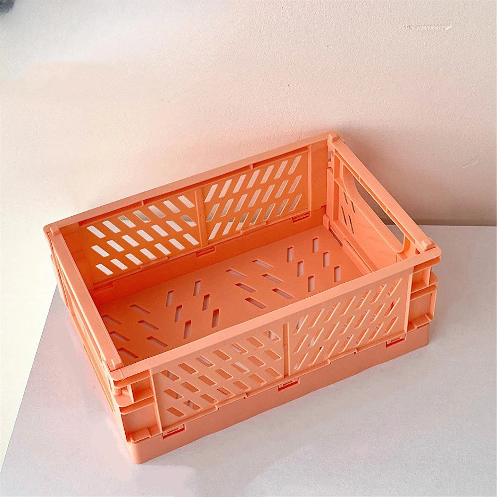 Plastic Foldable Storage Crate Folding Box Basket Stackable Cute Makeup Jewellery Toys Boxes for Storage Box Organizer Portable