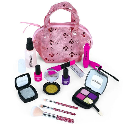 Kids Pretend Play Makeup Set Fake Make Up Kit with Cosmetic Bag for Little Girls Birthday Gift Children's Play Cosmetics Toys