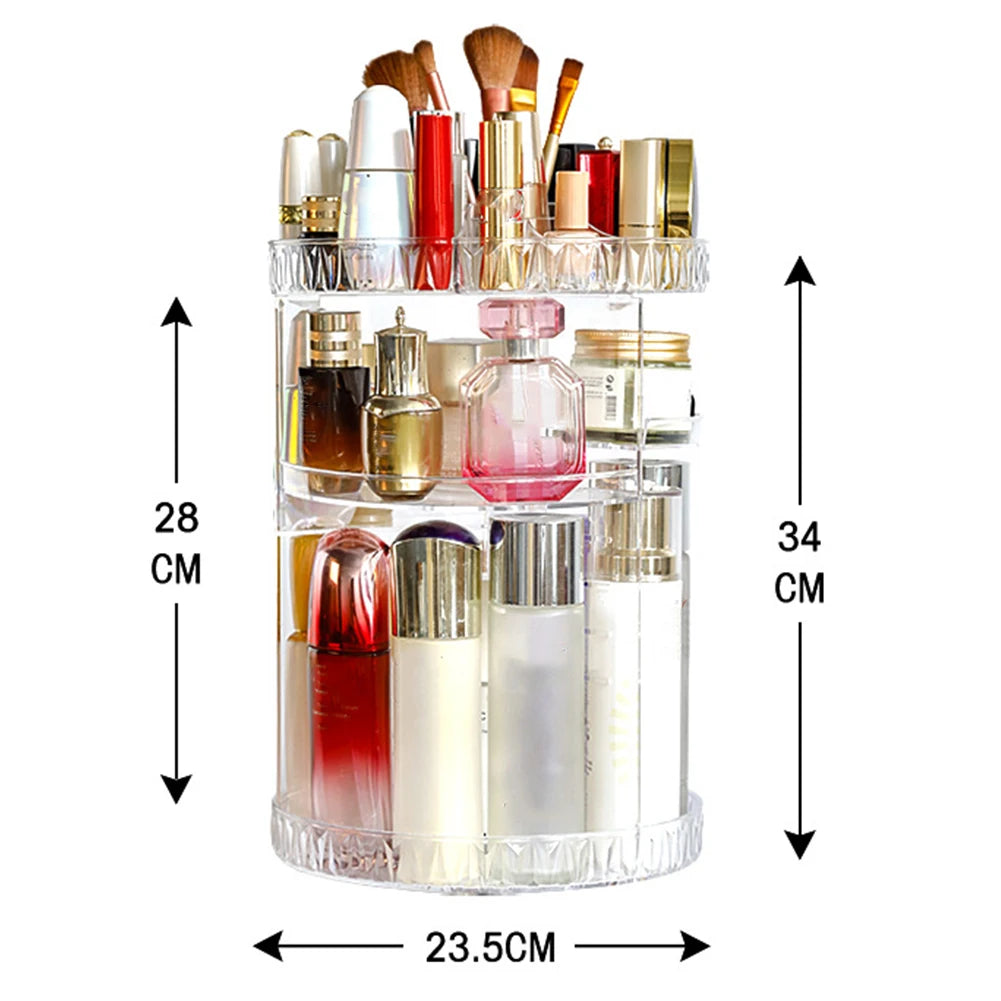 360 Degree Rotation Make Up Organizer Box Cosmetic Organizer Transparent Fashion Spin Multi-Function Cosmetics Storage Box