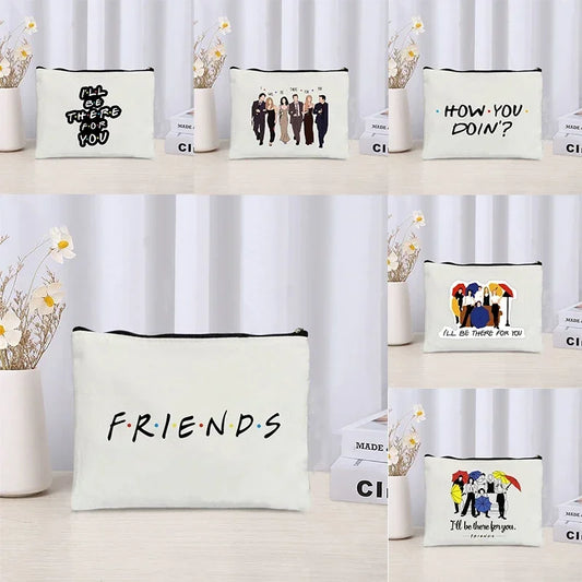 TV Show Friends Makeup Bag for Women Travel Cosmetic Organizer Kawoii Purse Eco-friendly Canvas Make up Pouch Bags Pencil Case