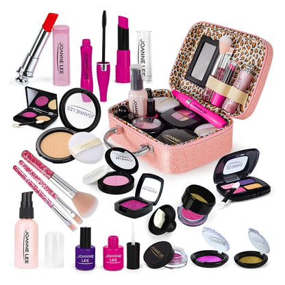 Kids Pretend Play Makeup Set Fake Make Up Kit with Cosmetic Bag for Little Girls Birthday Gift Children's Play Cosmetics Toys