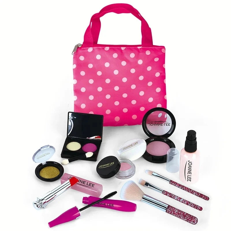 Kids Pretend Play Makeup Set Fake Make Up Kit with Cosmetic Bag for Little Girls Birthday Gift Children's Play Cosmetics Toys