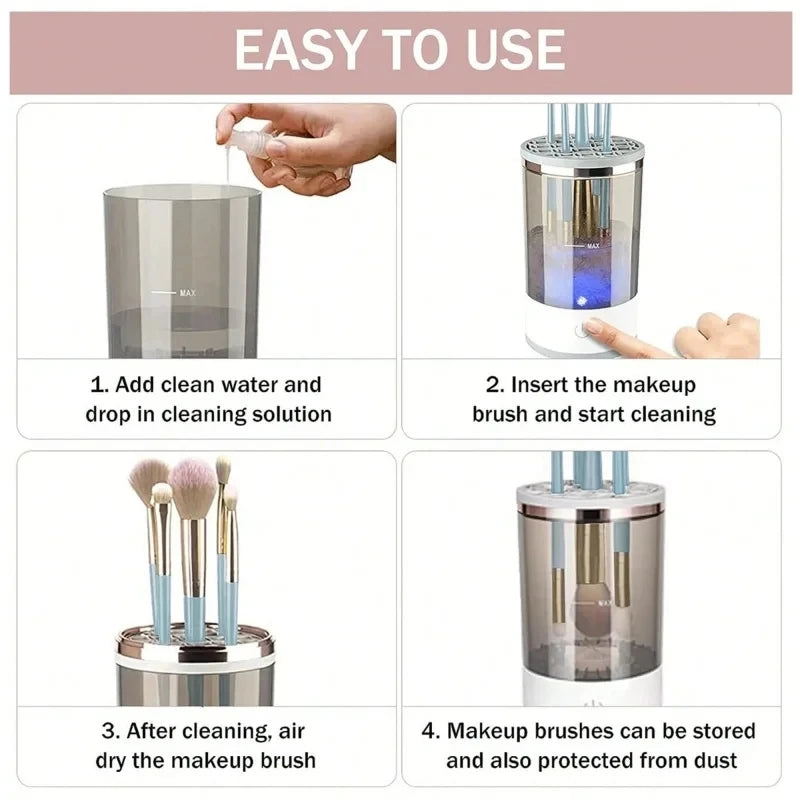 Automatic Makeup Brushes Cleaner Machine Portable Electric Cosmetic Brush Cleaning Washing Tools Make Up Brush Cleaning Dry Tool