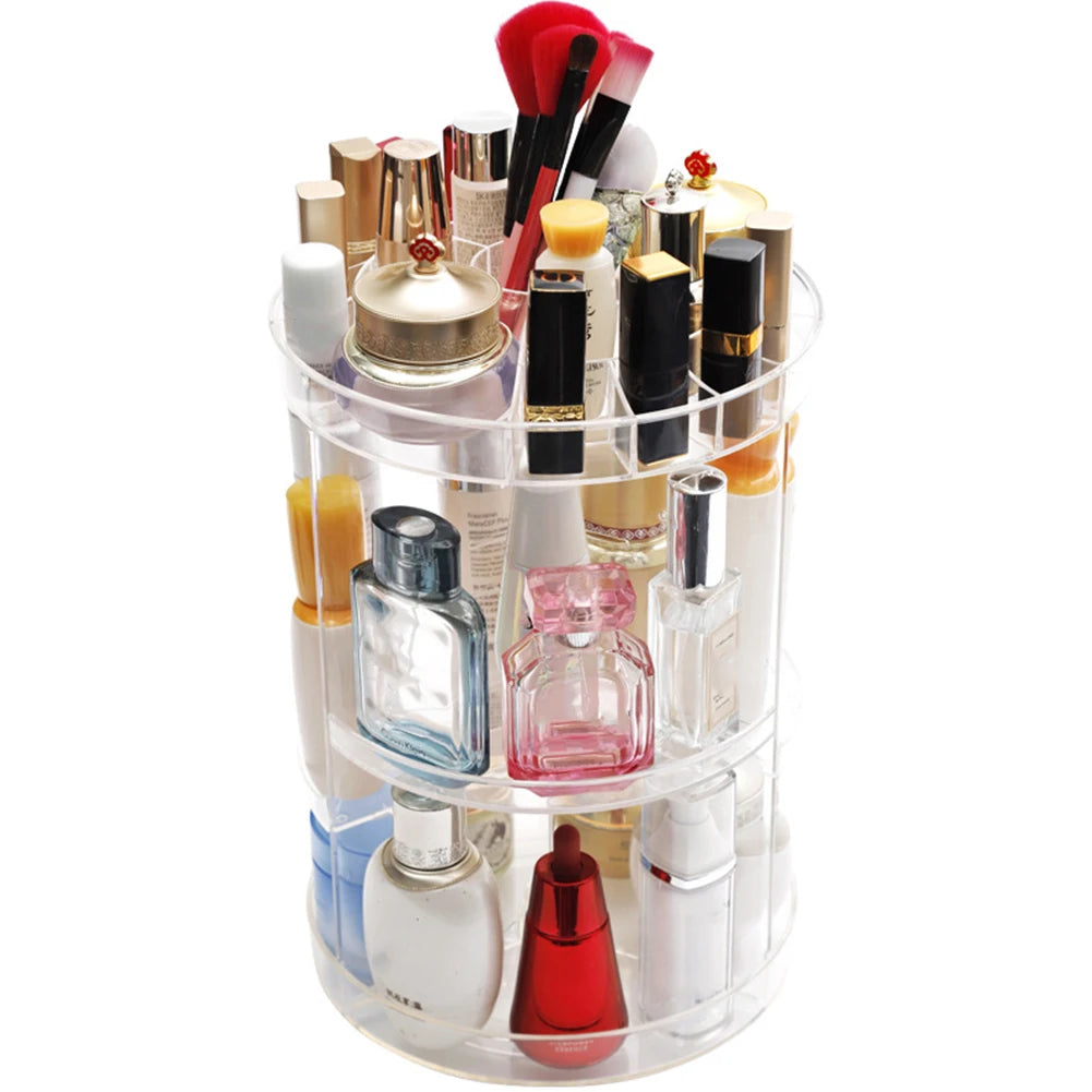 360 Degree Rotation Make Up Organizer Box Cosmetic Organizer Transparent Fashion Spin Multi-Function Cosmetics Storage Box