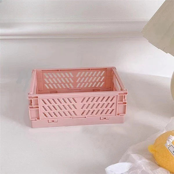 Plastic Foldable Storage Crate Folding Box Basket Stackable Cute Makeup Jewellery Toys Boxes for Storage Box Organizer Portable