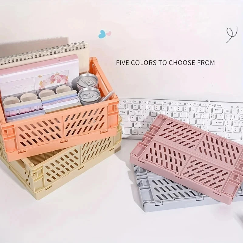 Plastic Foldable Storage Crate Folding Box Basket Stackable Cute Makeup Jewellery Toys Boxes for Storage Box Organizer Portable