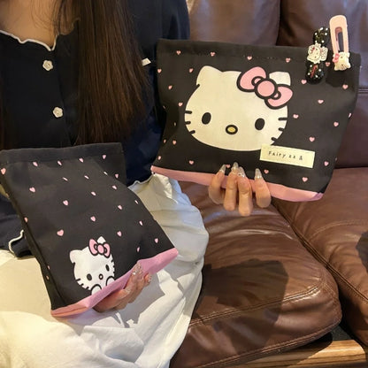 Sweetheart Hello Kitty Makeup Bag Pencil Caseharajuku Japanese Girl Polka Dot Storage Bag Wallet Tourism Storage Birthday Gift ﻿