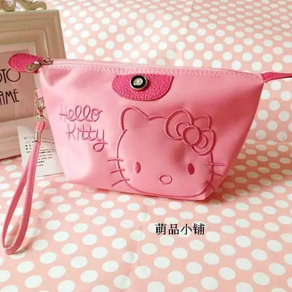 Sanrio Hello Kitty Makeup Bag Anime Y2K Girls Storage Bag Cartoon Kawaii Large Capacity Waterproof PU Handbag