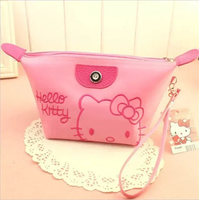 Sanrio Hello Kitty Makeup Bag Anime Y2K Girls Storage Bag Cartoon Kawaii Large Capacity Waterproof PU Handbag