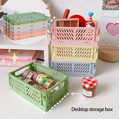 Plastic Foldable Storage Crate Folding Box Basket Stackable Cute Makeup Jewellery Toys Boxes for Storage Box Organizer Portable