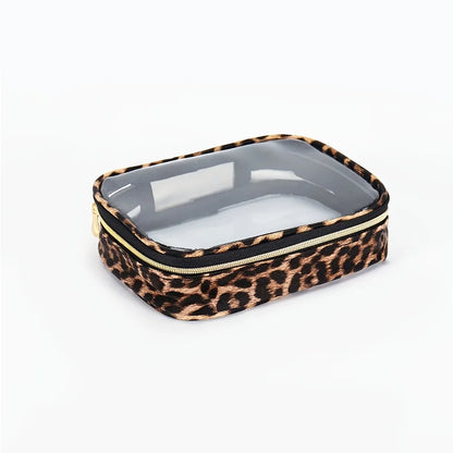 Leopard Print Clear Makeup Bag - Waterproof- with Zipper