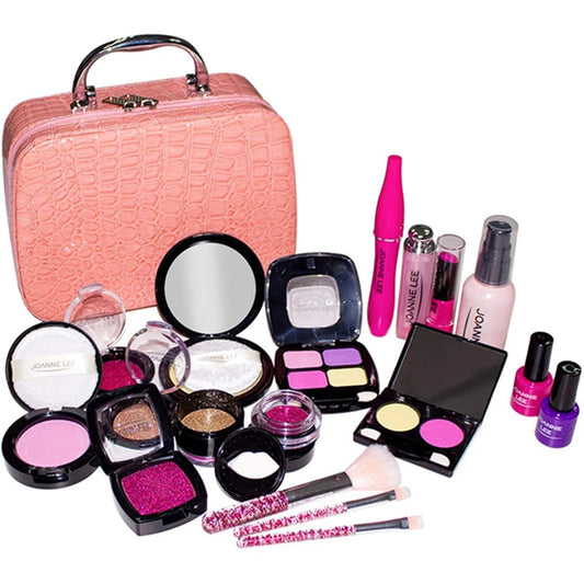 Kids Pretend Play Makeup Set Fake Make Up Kit with Cosmetic Bag for Little Girls Birthday Gift Children's Play Cosmetics Toys