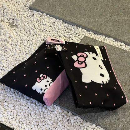 Sweetheart Hello Kitty Makeup Bag Pencil Caseharajuku Japanese Girl Polka Dot Storage Bag Wallet Tourism Storage Birthday Gift ﻿