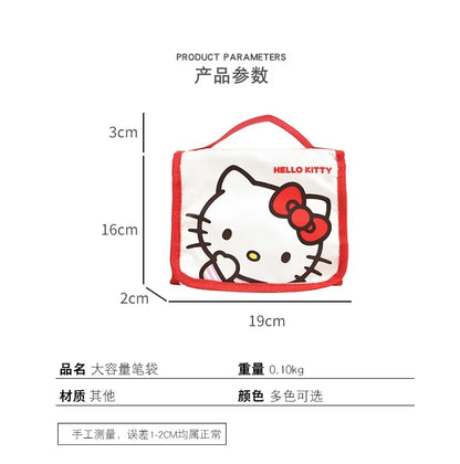 Kawaii Sanrio Large Capacity Folding Cartoon Makeup Bag Cute Travel Kitty Kuromi Portable Cosmetics Brush Storage Bag