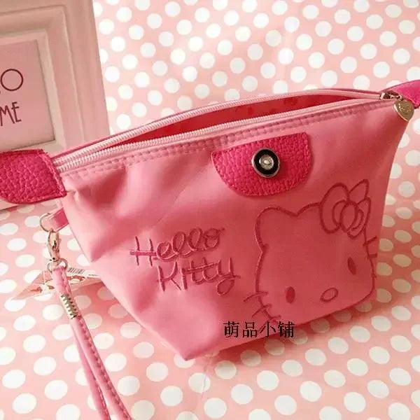 Sanrio Hello Kitty Makeup Bag Anime Y2K Girls Storage Bag Cartoon Kawaii Large Capacity Waterproof PU Handbag