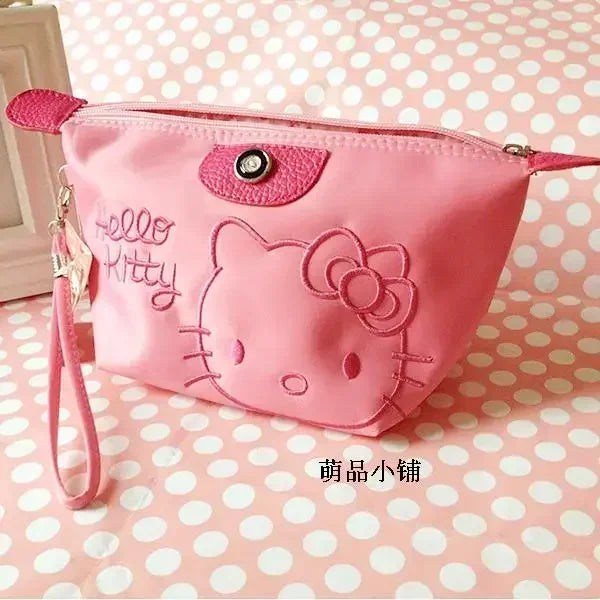 Sanrio Hello Kitty Makeup Bag Anime Y2K Girls Storage Bag Cartoon Kawaii Large Capacity Waterproof PU Handbag