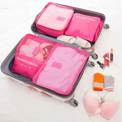 6-piece Large Size Travel Organizer Portable Suitcase Organizer Clothes Shoes Makeup Bag Luggage Organizer Travel Storage Bag