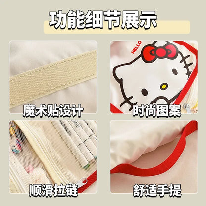 Kawaii Sanrio Large Capacity Folding Cartoon Makeup Bag Cute Travel Kitty Kuromi Portable Cosmetics Brush Storage Bag